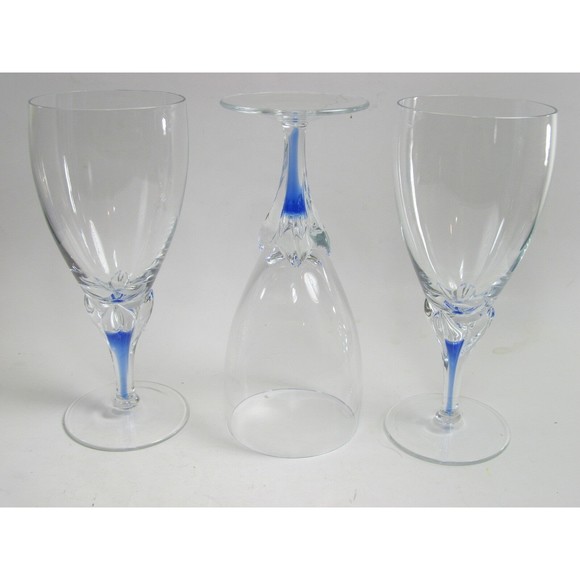 Studio Nova Crystal Large Iced Tea  Goblets Blue Core Bundle of 3 - Picture 6 of 8